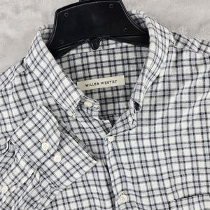 Miller Westby‎ Mens Xl Gray Flannel Button Up Long Sleeve Shirt
